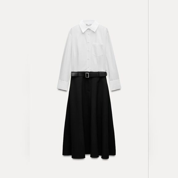 NWT ZARA BELTED COMBINATION DRESSβZW COLLECTION - Picture 6 of 9